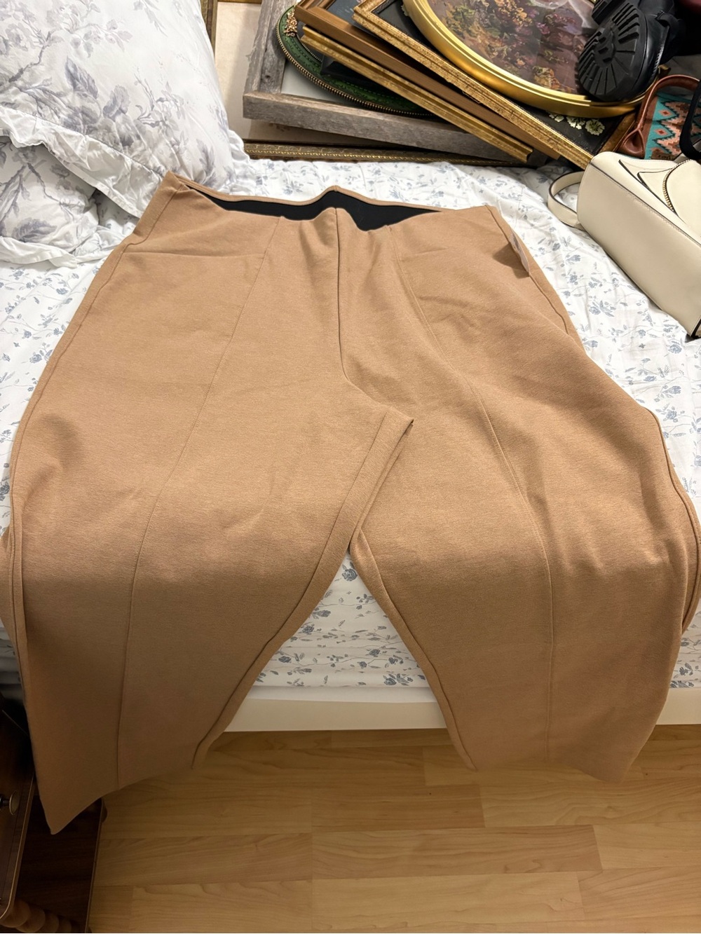 Women’s Tan Elastic-Waist Pants - Casual Comfort